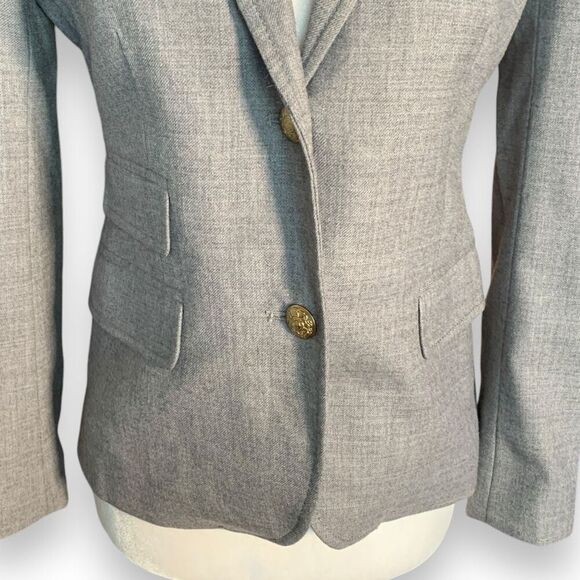 J.Crew Schoolboy Heather Gray Wool Blend Tailored Blazer Jacket 2 Petite - Picture 3 of 12